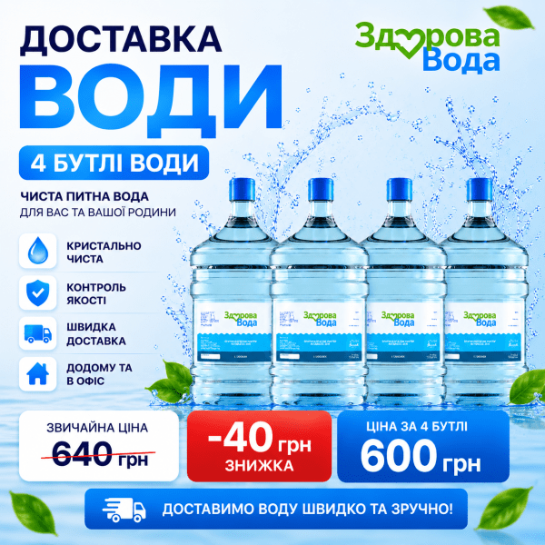 Доставка мінералізованої води 18,9 л — 4 бутлі